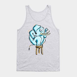 Blue Elephant balancing on a Stool Tank Top